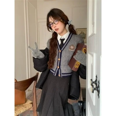 Осень и зима 2024 новый студенческий значок вышивка контрастный цвет вязаный