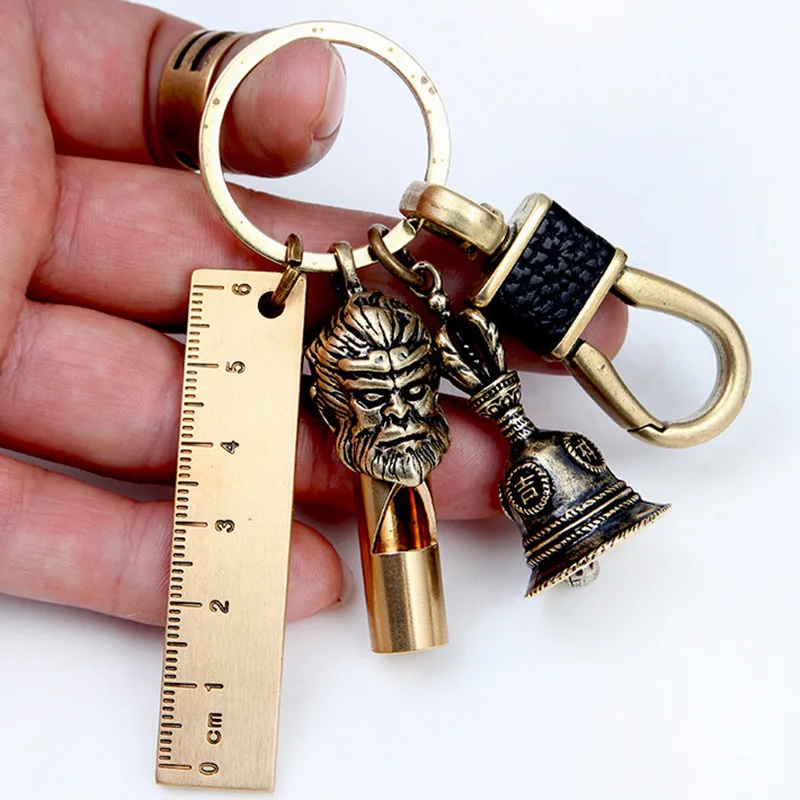 Черный миф металлический брелок с оружием WuKong кольцо для ключей в виде обезьянки