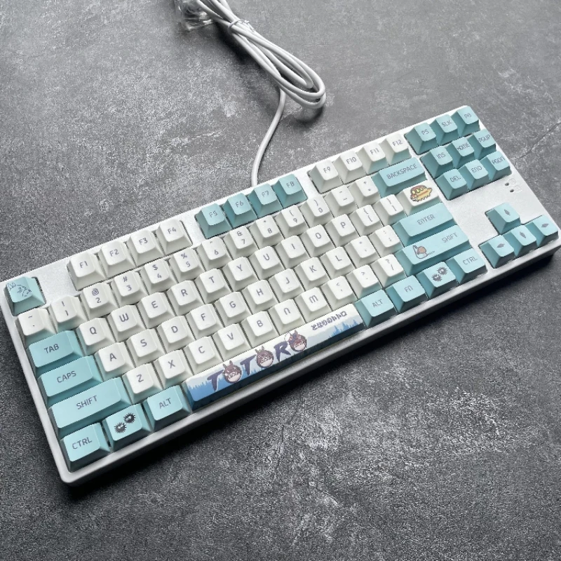 

New My Neighbor Totoro Wired game keyboard Japanese cartoon 87/104 keys ice blue backlight mechanical gaming keyboard