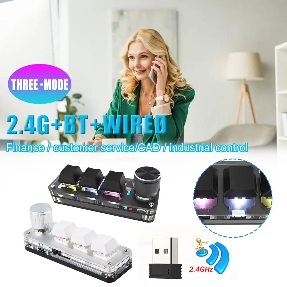 3 клавиши + 1 ручка/4 RGB Макросъемка пользовательская клавиатура USB
