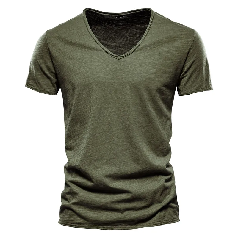 

BM03 Nieuwe Zomer V-hals T-shirt Mannen 100% Gekamd Katoen Effen Korte Mouw T-shirt Mannen Fitness Onderhemd Mannelijke Tops