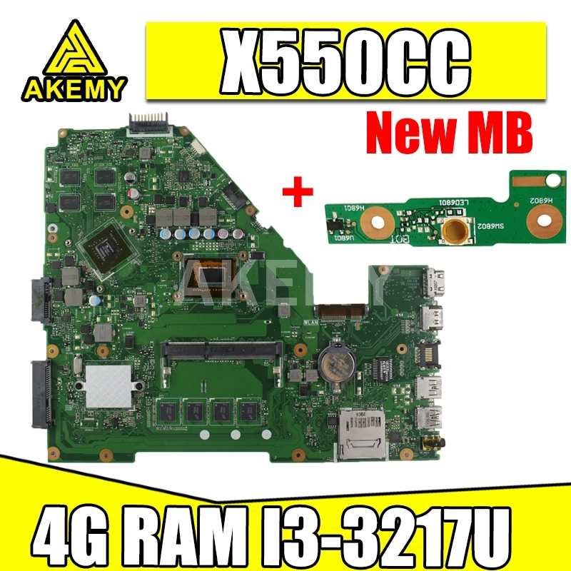 

Материнская плата Akemy X550CC i3-3217 CPU 4 Гб GT720M 2 ГБ для Asus X552C R510C R510C Y582C Материнская плата ноутбука X550CC материнская плата
