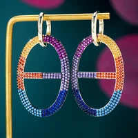 soramoore 2022 charms luxury trendy oval pendant earrings full mirco paved crystal zircon dubai wedding drop earrings jewelry