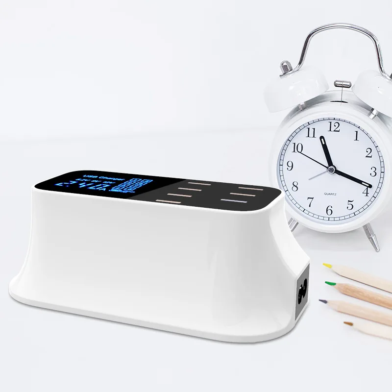 QC3.0 Type-c Fast Charge Smart Digital Display CDA19Q Multi-port USB Mobile Phone Charger 8-port Adapter Travel Charger