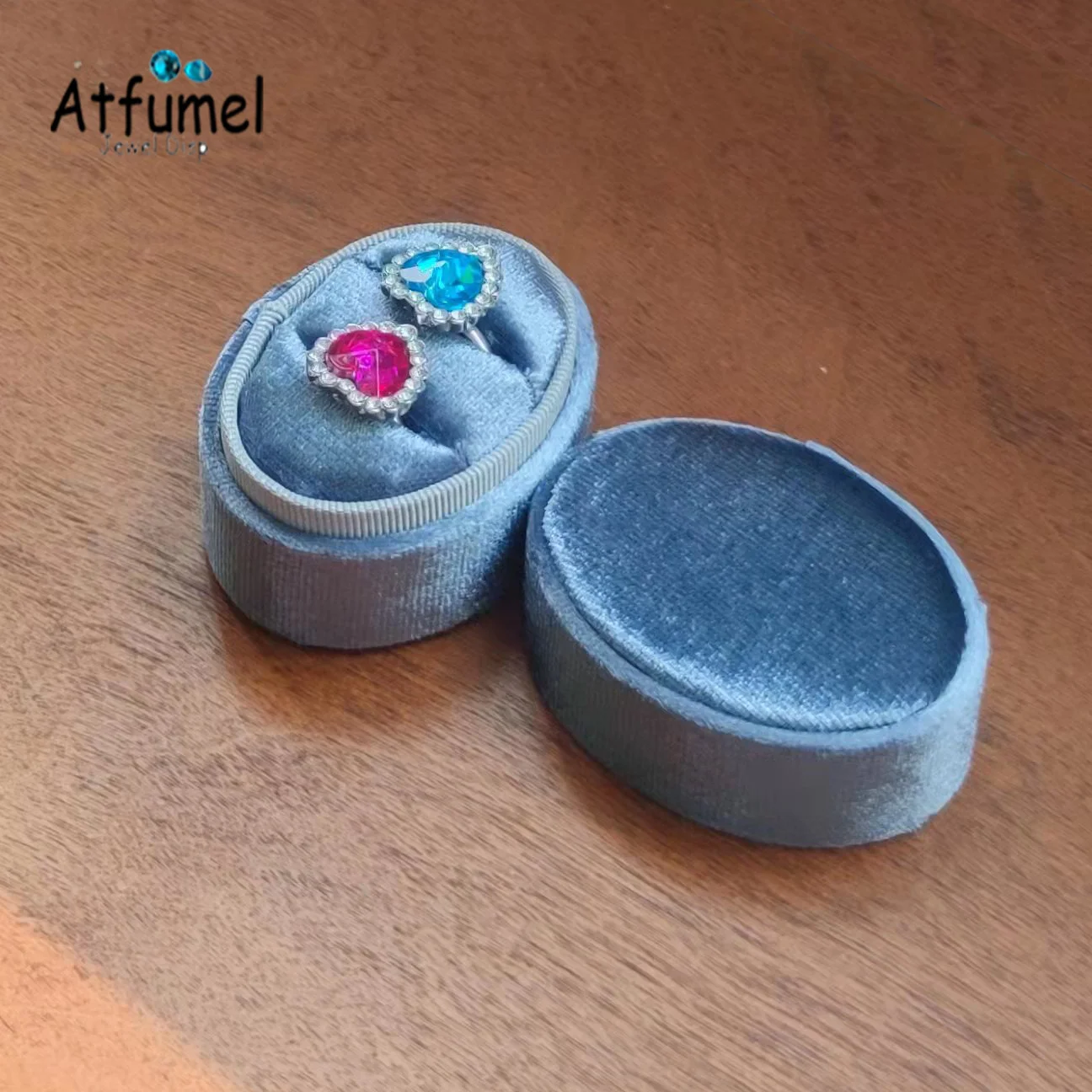 

Velvet Ring Jewelry Storage Box Wedding Engagement Double Ring Package Display Holder Diamond Ring Jewelry Gift Box Container1PC