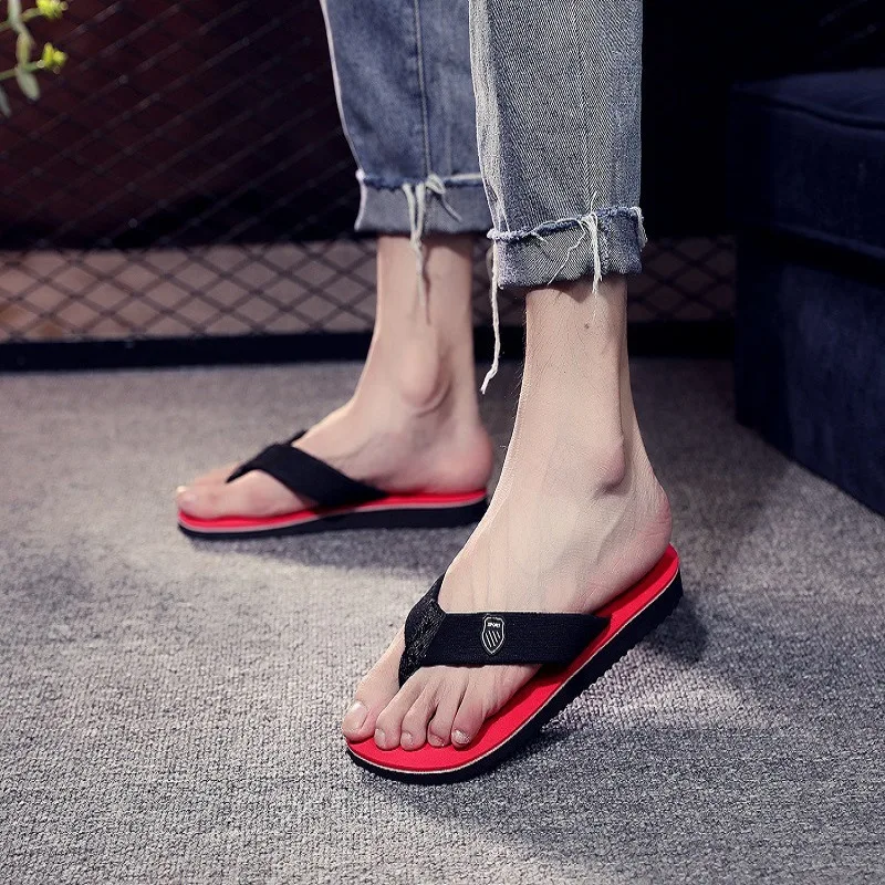 

Men Summer Flip Flops Beach Sandals Anti-slip Casual Flat Shoes High Quality Slippers home slippers for men Free Shipping