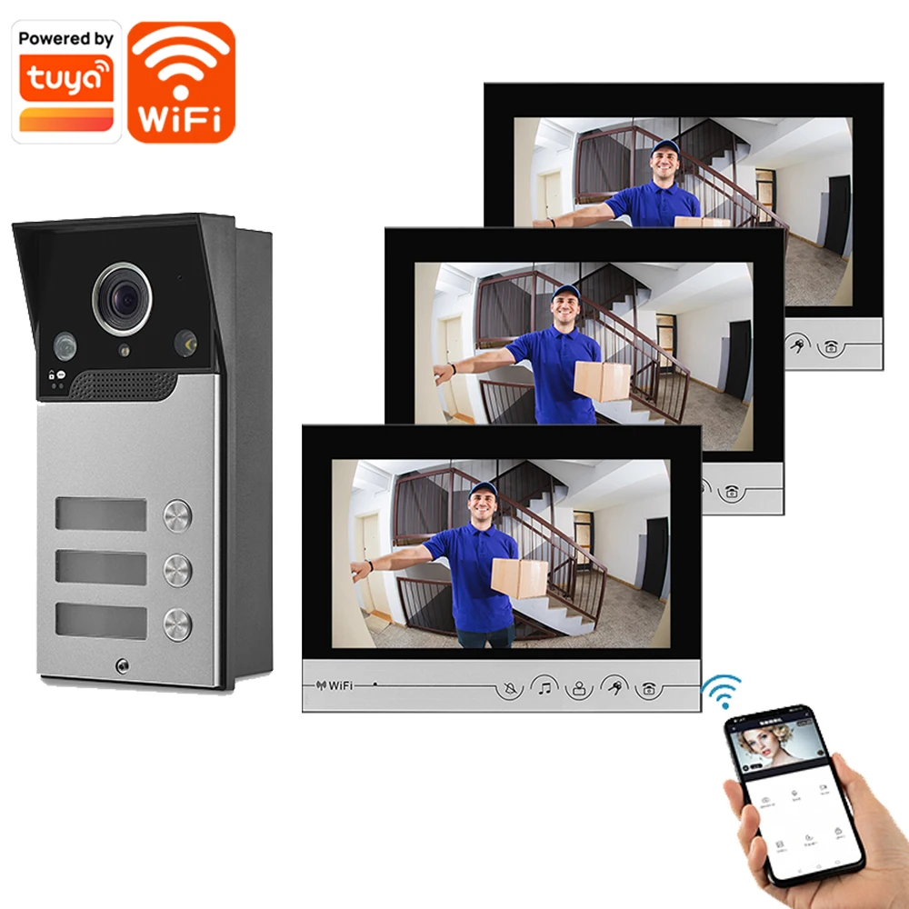 9-дюймовый проводной домофон Tuya домашний видеодомофон Wi-Fi домофонная система для