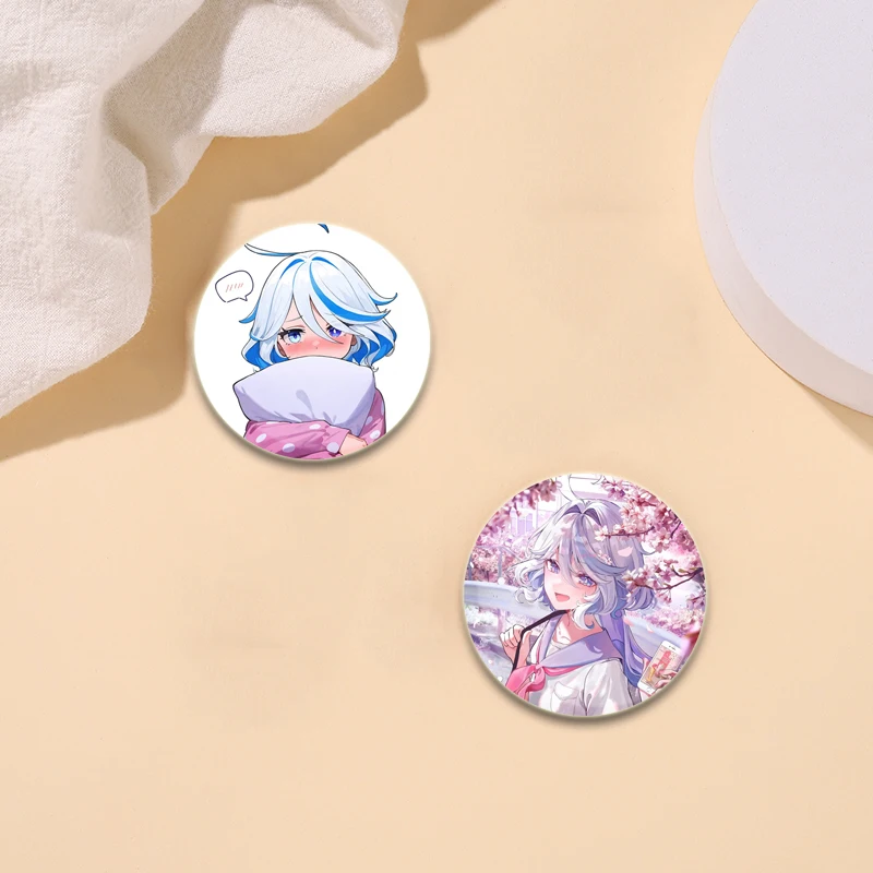 58/32mm Anime Character Diona Lisa HuTao Venti YaeMiko Zhongli Brooches Cosplay Badge for Collar Backpack Decoration Enamel Pins