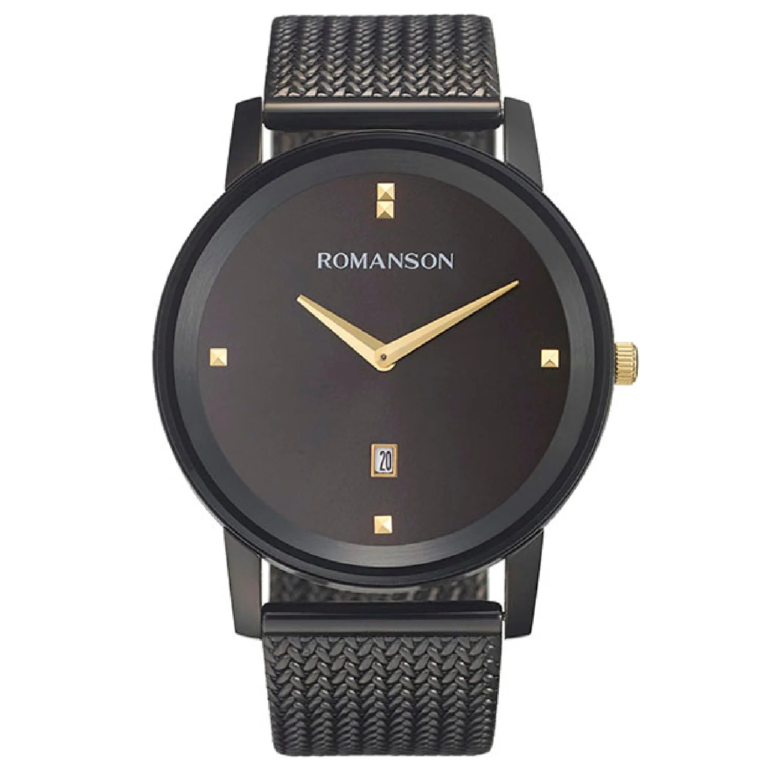 ROMANSON TM 8A23M MB(BK) мужские кварцевые наручные часы с апертурой даты - купить по