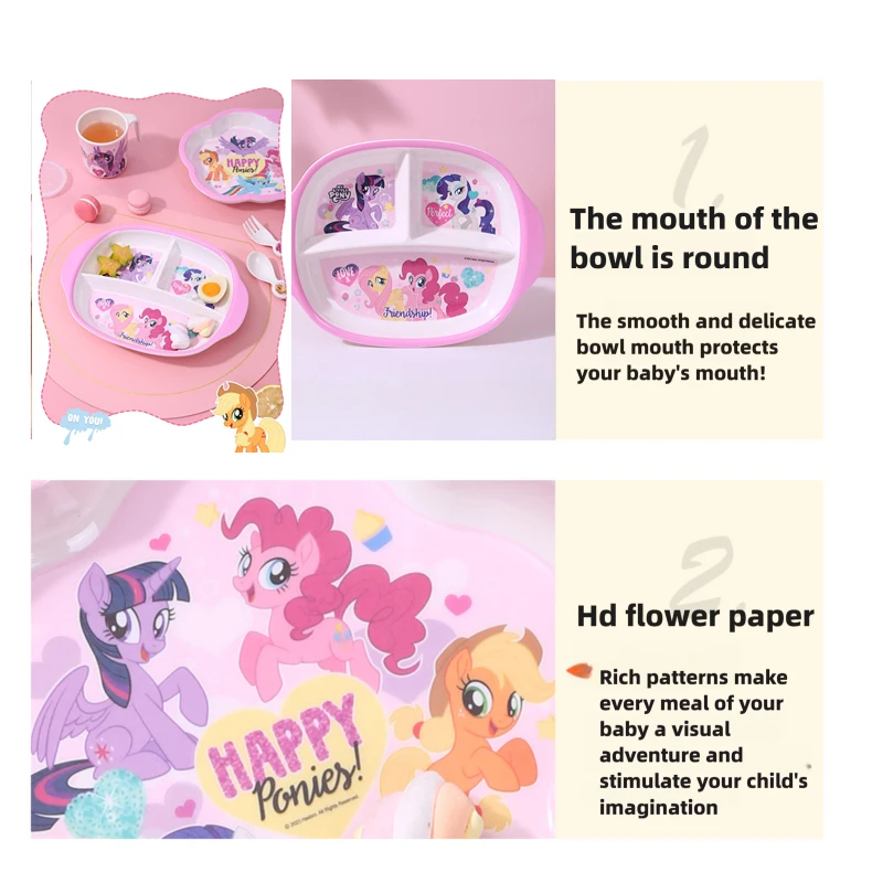 Набор посуды My Little Pony для малышей, разделенная тарелка для кормления, небьющаяся тарелка с мультяшным рисунком, ложка, вилка, посуда для ужина, подарок для ребенка (art.: 3920dbe4cfcbb) - 3920dbe4cfcbb