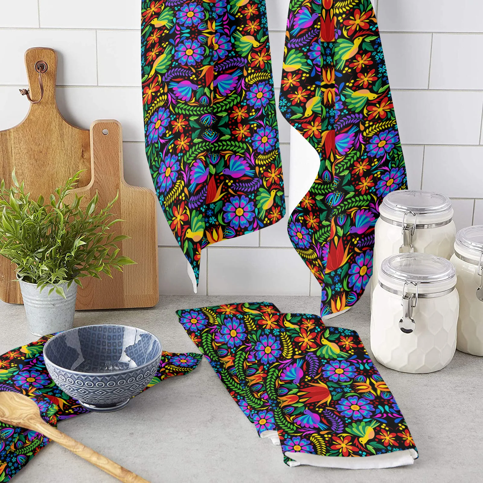 

Красочное абстрактное кухонное полотенце из микрофибры в мексиканском стиле, полотенце для мытья посуды, впитывающая тряпка, инструмент дл...