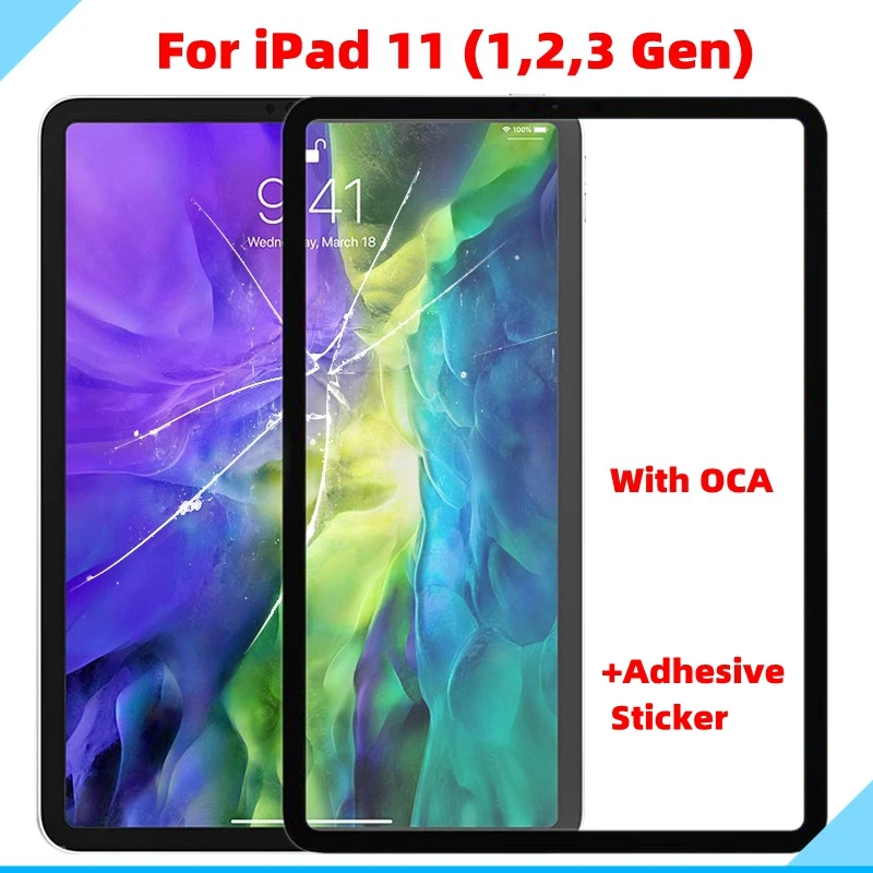 

5 Pcs Front Outer Glass Screen Lens Laminated With OCA For iPad Pro 11 2018 2020 2021 A2301 A2459 A2230 A2013