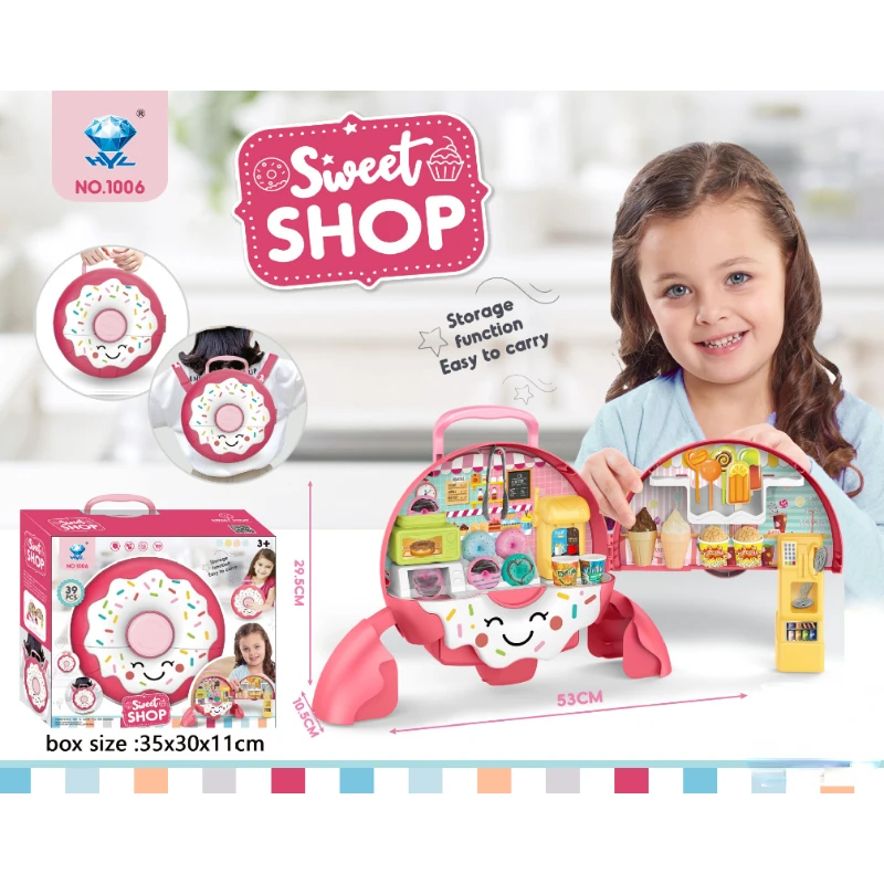 

Creative Children Simulation Kitchen Toy Donuts Backpack House Dessert Ice Cream Tableware Suitcase Girl Presents