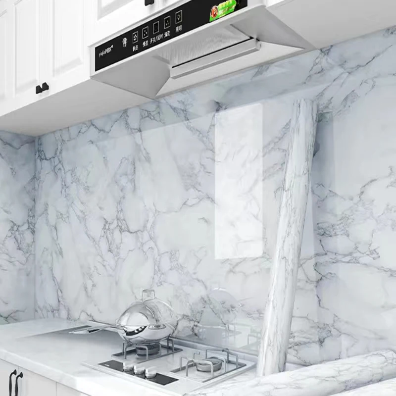 Marble Self-adhesive Waterproof Wallpaper Kitchen High Temperature Resistance Oil Proof Cabinet Refurbished Countertop Sticker