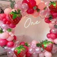 127pcs strawberry party decoration balloon garland kit for girls 1st 2nd birthday party supplies strawberry theme decoration