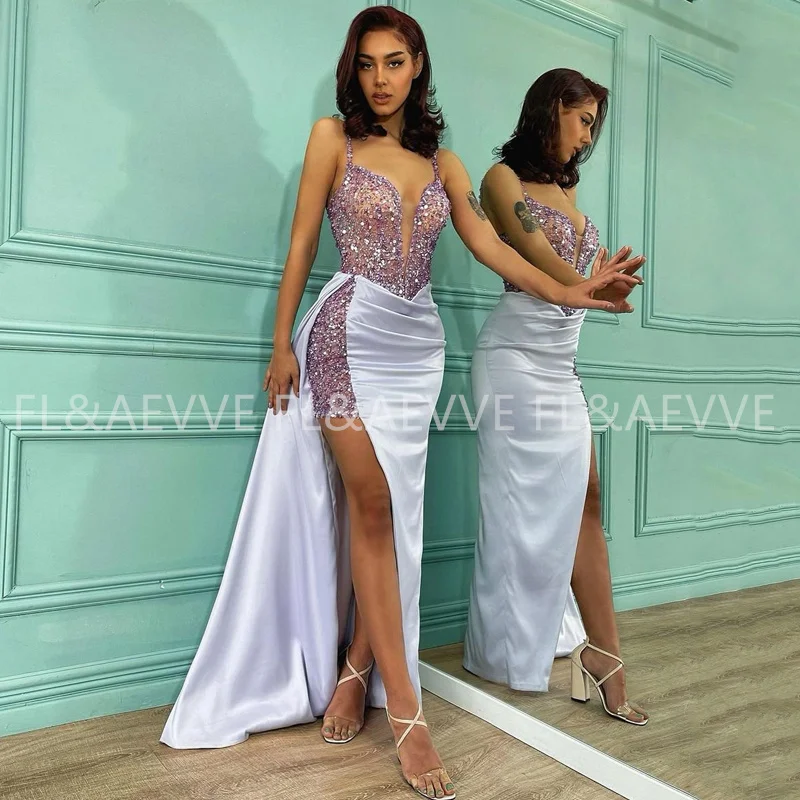 

Lavender Satin Ball Gowns Deep V-neck New in Dresses for Prom Formal Occasion Dresses for Women Party Wedding Evening Dress Robe