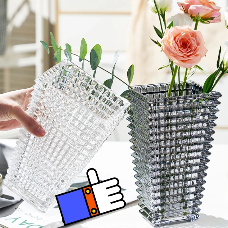 

Bright Crystal Glass Vase Dried Flowers Desktop Decoration Decorative Utensils Bright Glass Vase Home Decorations
