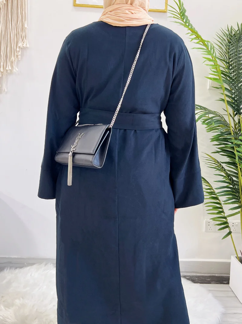 2023 Dubai Turkey Middle East Spring and Autumn Solid Color Tunic Dress Robe Femme Muslim Maxi Vestidos Elegantes Para Mujer