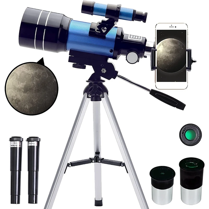 

Telescope for Adults & Kids,70mm Aperture (15X-150X) Portable Refractor Telescopes for Beginners, 300mm Travel Telescope