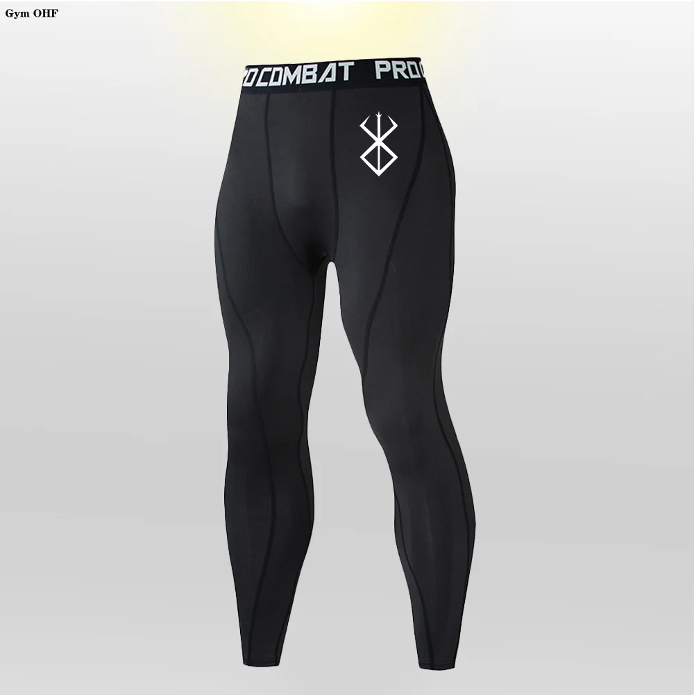 Фото Мужские компрессионные облегающие брюки Rashguard, спортивные Леггинсы для фитнеса и бега, мужские спортивные быстросохнущие брюки для тренажерного зала с аниме кишками №3