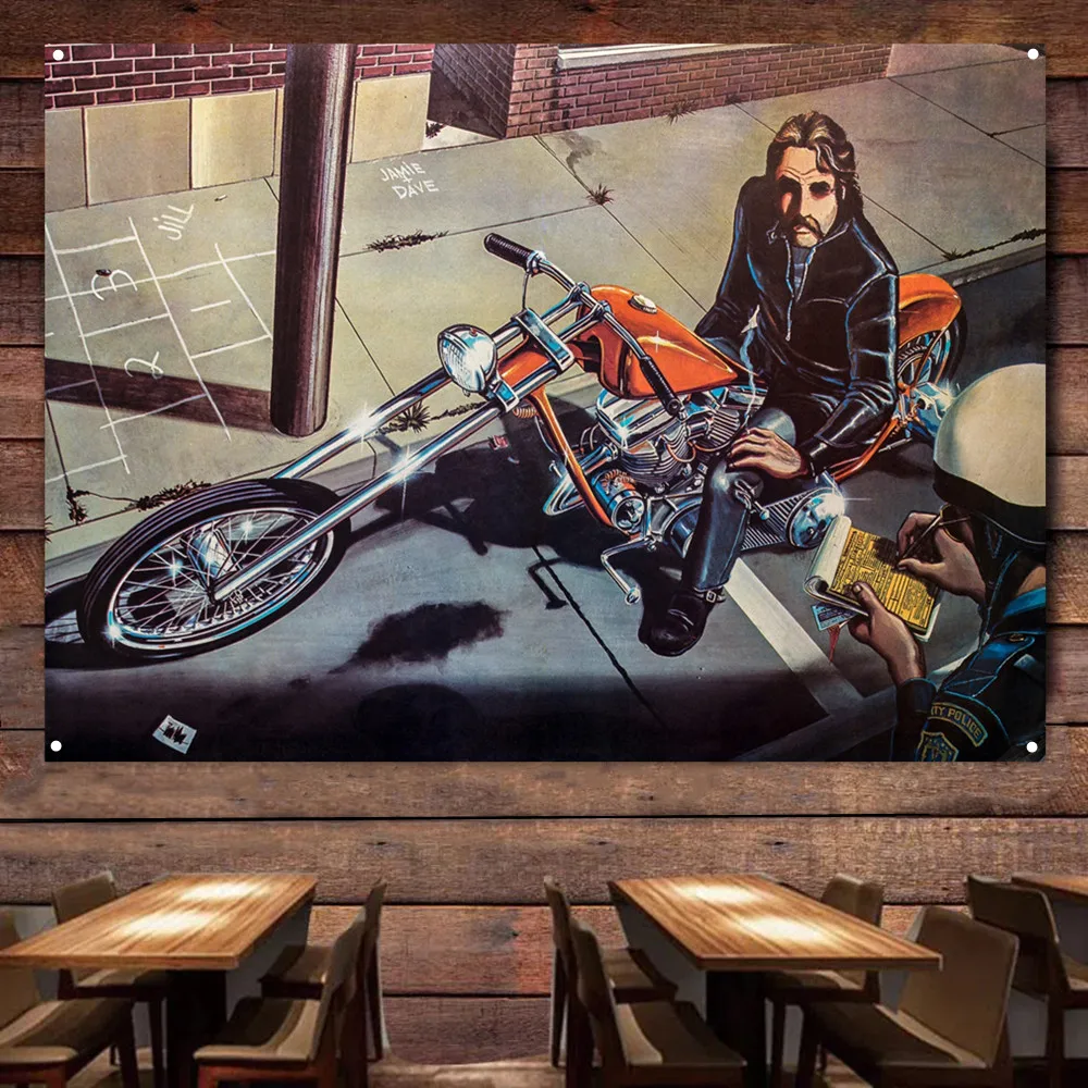 

Traffic violation Vintage Motorcycles Banner Flag Poster Wall Art Painting Man Cave Bar Club Pub Garage Home Decoration Sticker