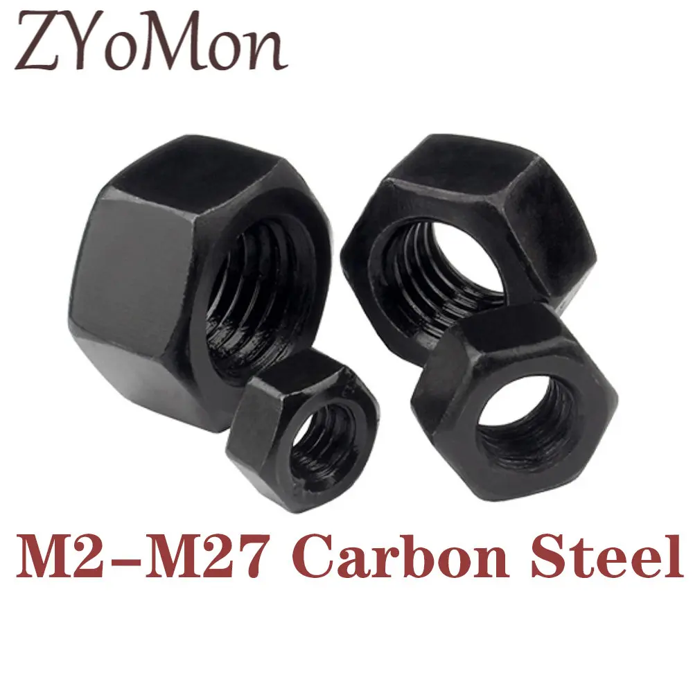 

1/2/5/10/20/50pcs Black Oxide Carbon Steel Metric Hex Hexagon Nuts M2 M2.5 M3 M4 M5 M6 M8 M10 M12 M14 M16 M18 M20 M22 M24 M27