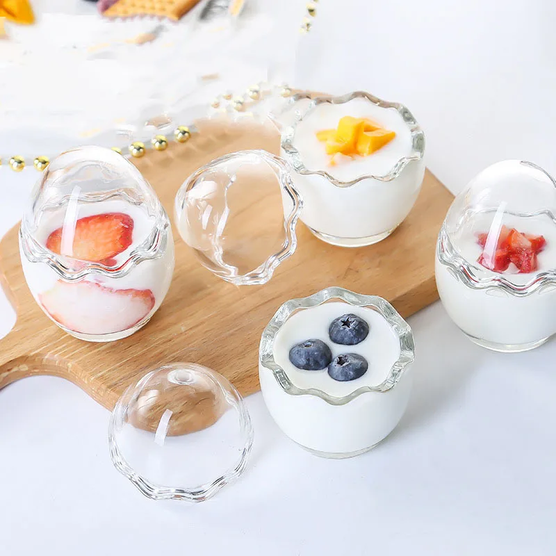 

Egg Shell Pudding Cup Lead Free Glass Ice Cream Mousse Dessert Tray Tiramisu Yogurt Milk Bottle Jelly Diy Baking Mold