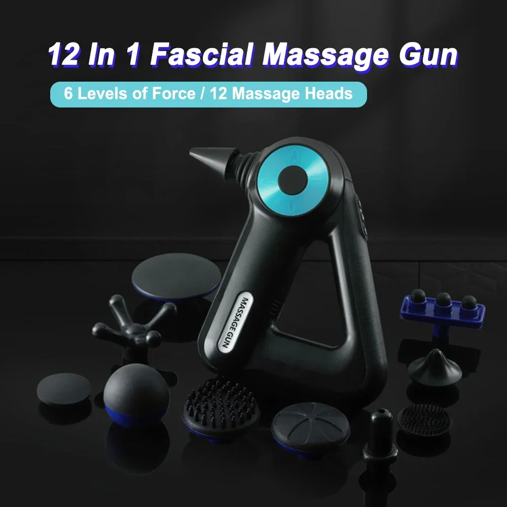 

New 12 In1 Triangular Fascial Massage Gun Muscle Relaxation Vibration Machine Neck Back Leg Compression Massager Fitness Device