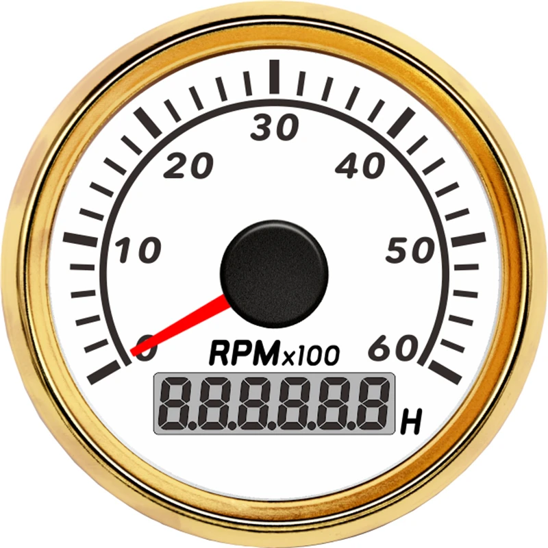 Новое поступление тахометры 0-6000 об/мин 52 мм черные счетчики Rev 9-32 В Revolution 1-300