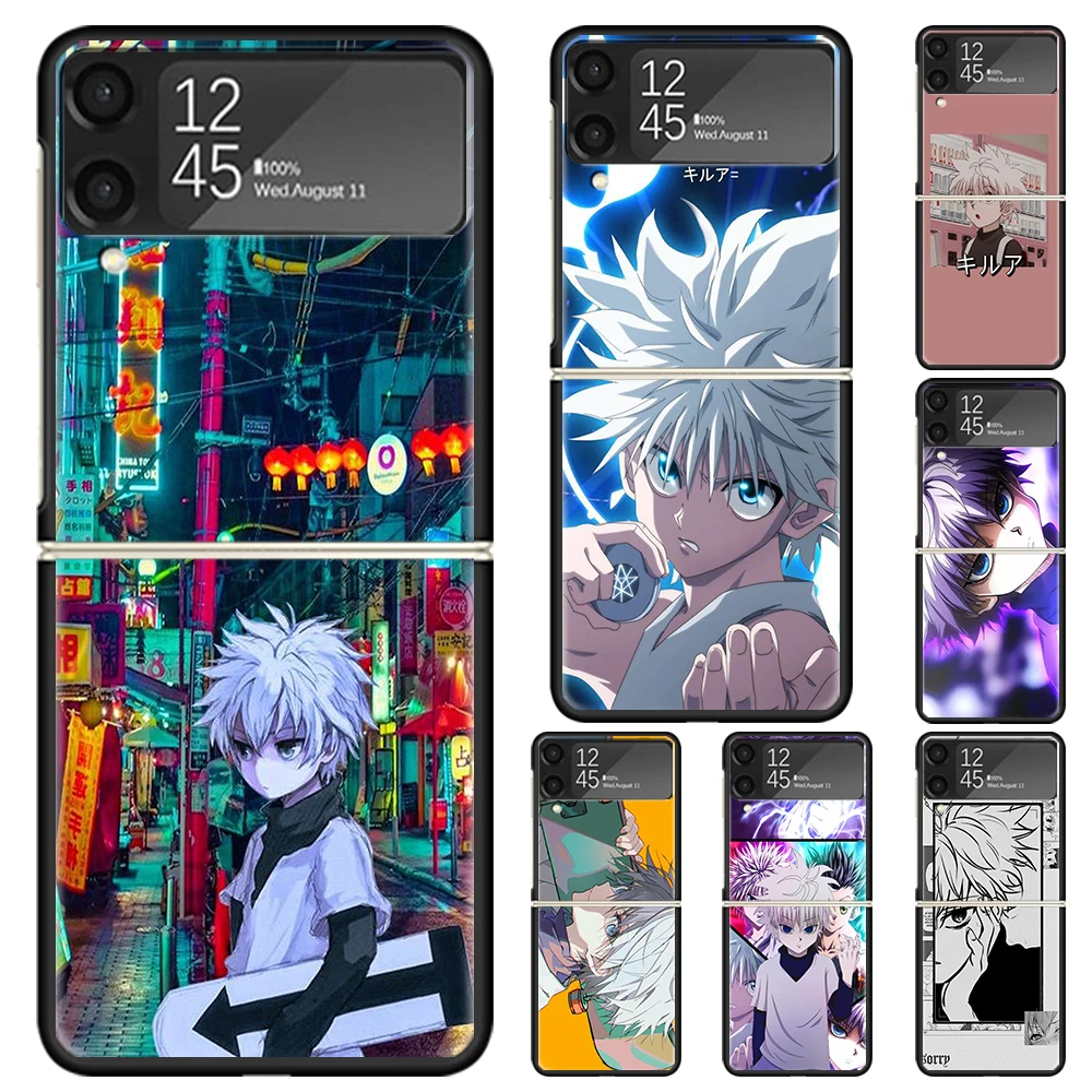 Hunter HXH Killua Жесткий чехол для телефона из ПК Samsung Galaxy Z Flip 6 5 4 3 черный ZFlip6 Flip5 Flip4 5G