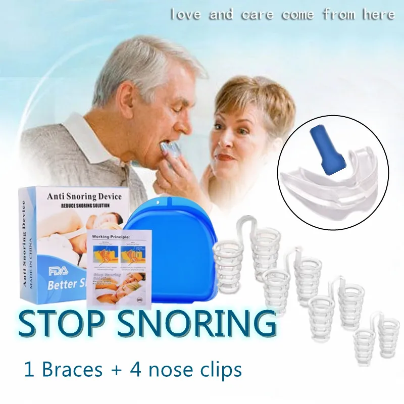 

5PCS/Set Anti Snoring Nasal Dilators Mouth Guard Mouthpiece Anti-Snore Solutions Set Sleep Care Tools for Men Women Better Sleep
