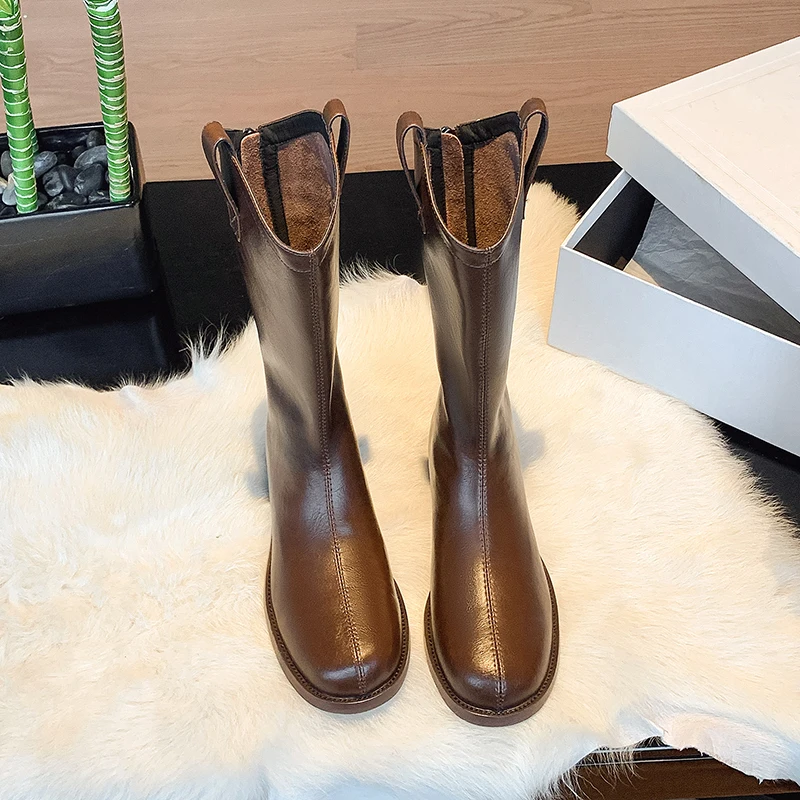 

2022 популярная женская обувь зимние ботинки с круглым носком Корейская версия модных ботинок обувь на толстом каблуке с молнией