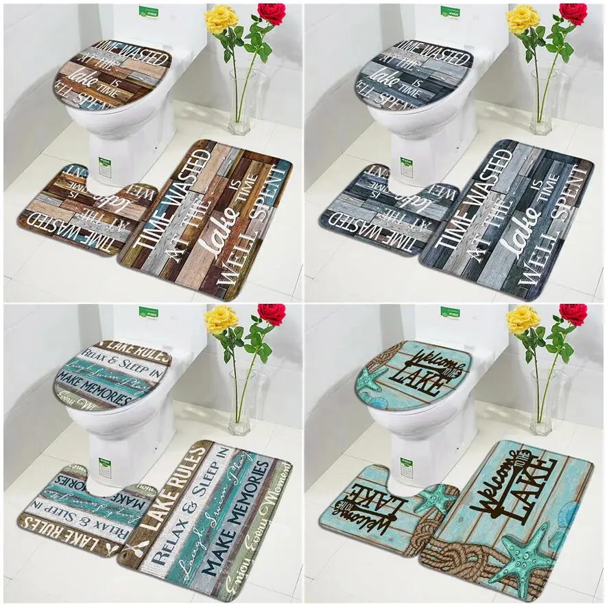 

3 шт./комплект, деревянные коврики для ванной, с крышкой для туалета