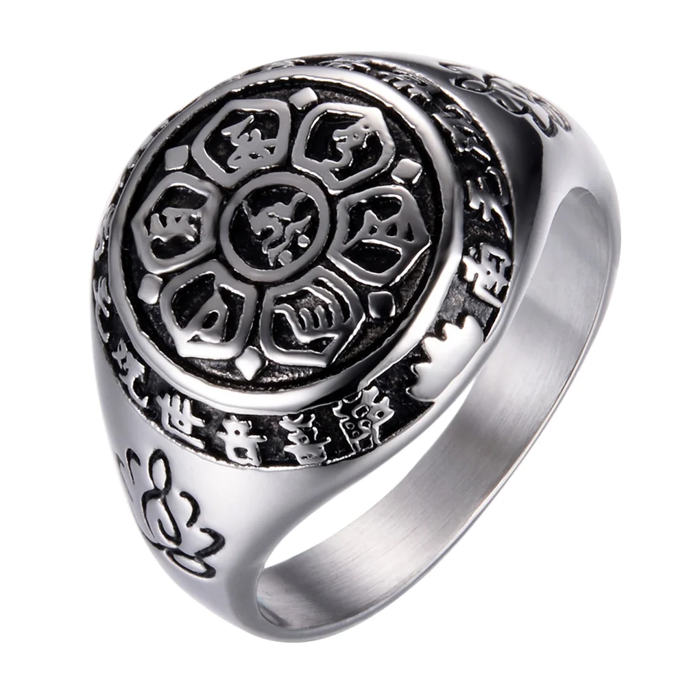 

Rings Men Ring Jewelry Retro Vintage Ancient Meditation Statement Religious Band Yoga Sanskrit
