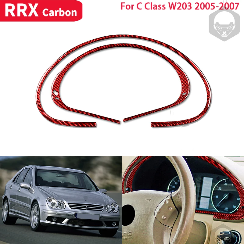 

RRX Car Interiors for Mercedes-Benz W203 C-Class 2005-2007 Carbon Fiber Speedometer Frame Cover Trim Stickers Car Accessories