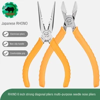 japanese rhino electrician 6 inch oblique nose pliers yn 607 stripping double use wire cutting pliers yp 607 needle nose pliers