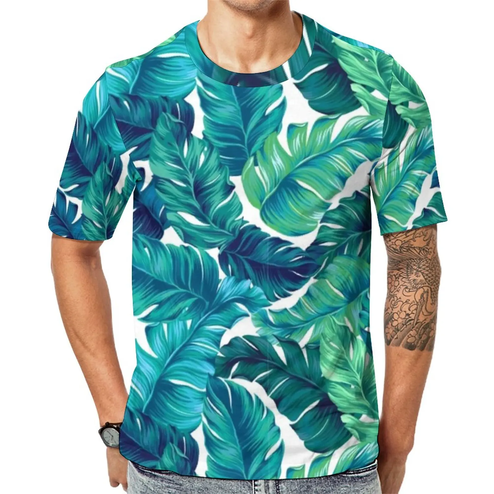 

Juicy Banana Leaves T-Shirt Tropical Print Men Fashion T-Shirts Premium Tee Shirt Short-Sleeve Streetwear Oversize Tops Gift