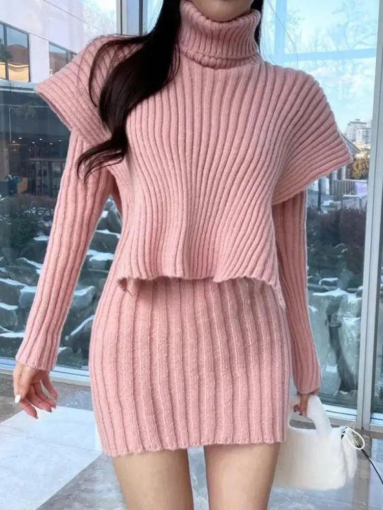 Женский трикотажный костюм из двух предметов Genayooa теплый пуловер с высоким