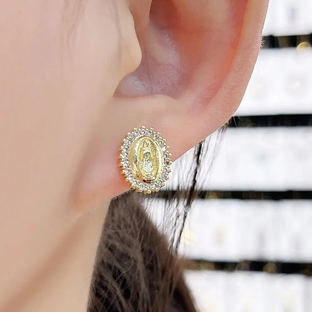Серьги-гвоздики SUNSLL Lujan Девы Марии с кубическим цирконием для женщин и девочек