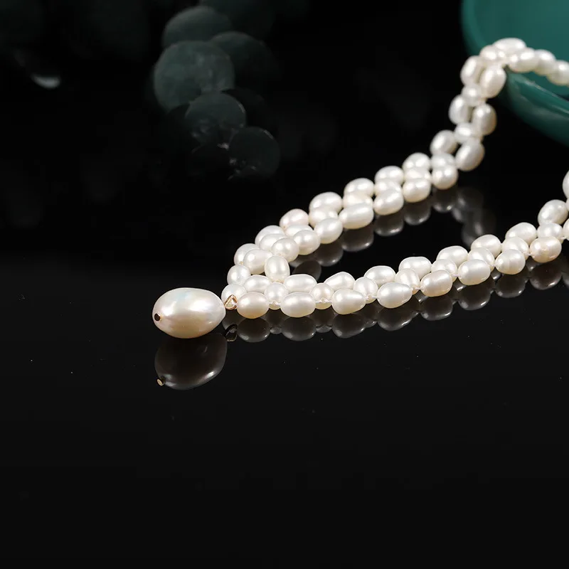 

Baroque Pearl Necklace 925 Silver Gemstones Gift Natural Necklaces Real White Man Charm Accessories Jewelry Beaded Men Fashion