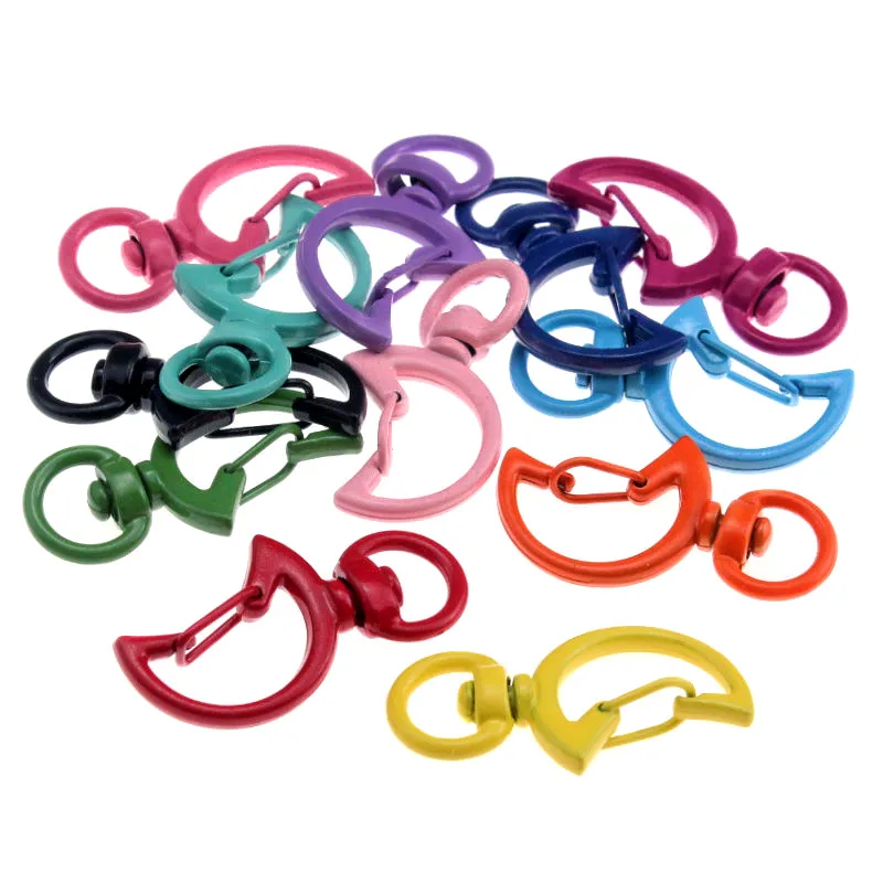 

5-20Pcs 34mm Multicolor Snap Buckle Moon Keychain Lobster Clasp Hooks Key-Ring Key-Chain For DIY Jewelry Making Accessories
