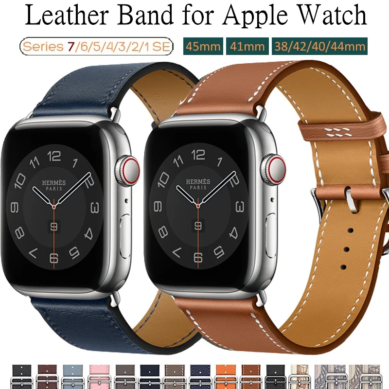 

Leather loop Strap for Apple watch Band 45mm 41mm 44mm 40mm 42mm 38mm Business band for iWatch Series 7 6 SE 5 4 3 2 1 watchband