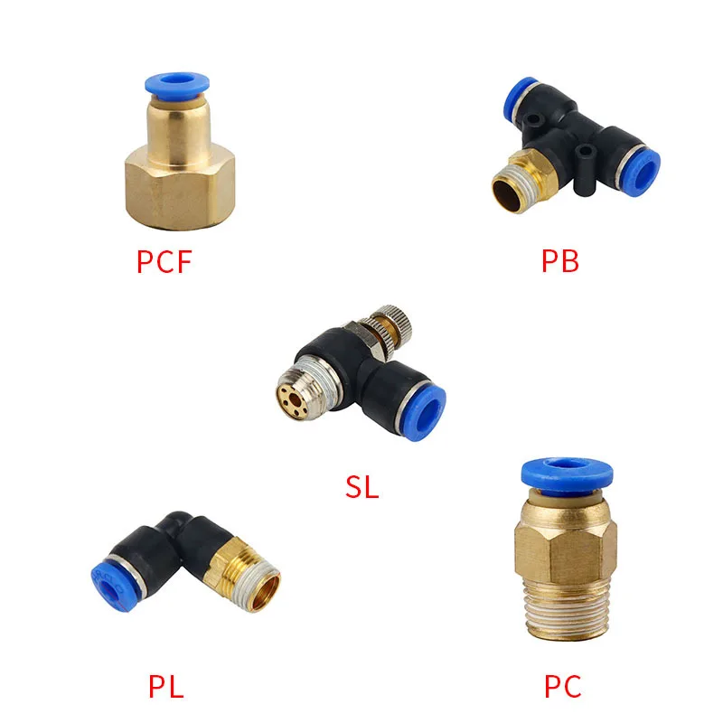 Pneumatic Air Connector Fitting PC/PCF/PL/PLF 4mm 6mm 8mm Thread 1/8" 1/4 3/8 1/2 Straight Hose Fittings Pipe Quick Connectors