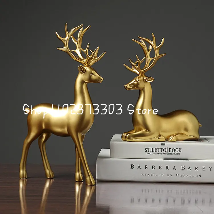 

Pure gold deer resin crafts animal ornaments lovers deer light luxury living room desktop ornaments home decor