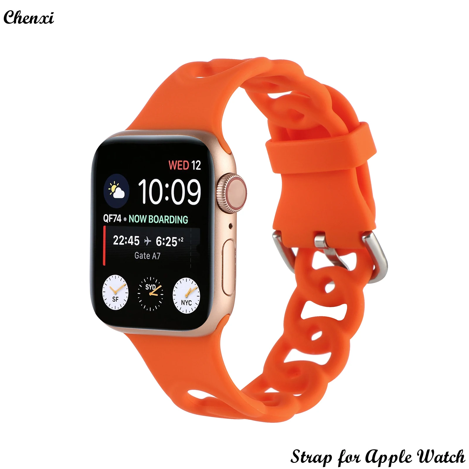 

Silicone Strap for Apple watch band chain for iwatch87654321SE Ultra Fashion Donut carved 38 40 41 42 44 45 49mm women wrist men