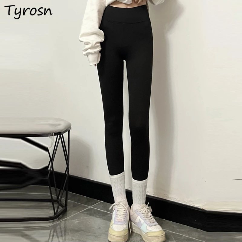 

Winter Leggings Thickening Skinny Black Ankle Length Warm Korean Style Femme All Match Elasticity Women Legging New Casual Ins