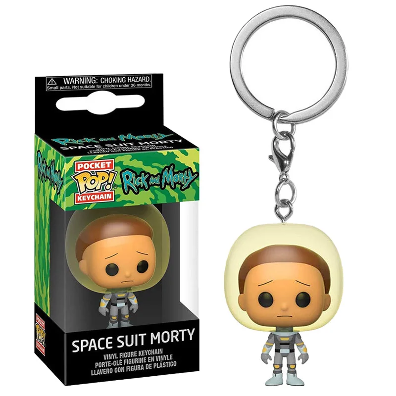 Фото Аниме Funko Pop брелок Рик и Морти фигурка рюкзак кулон куклы украшения автомобильный ключ аксессуар игрушки собирать модель №3
