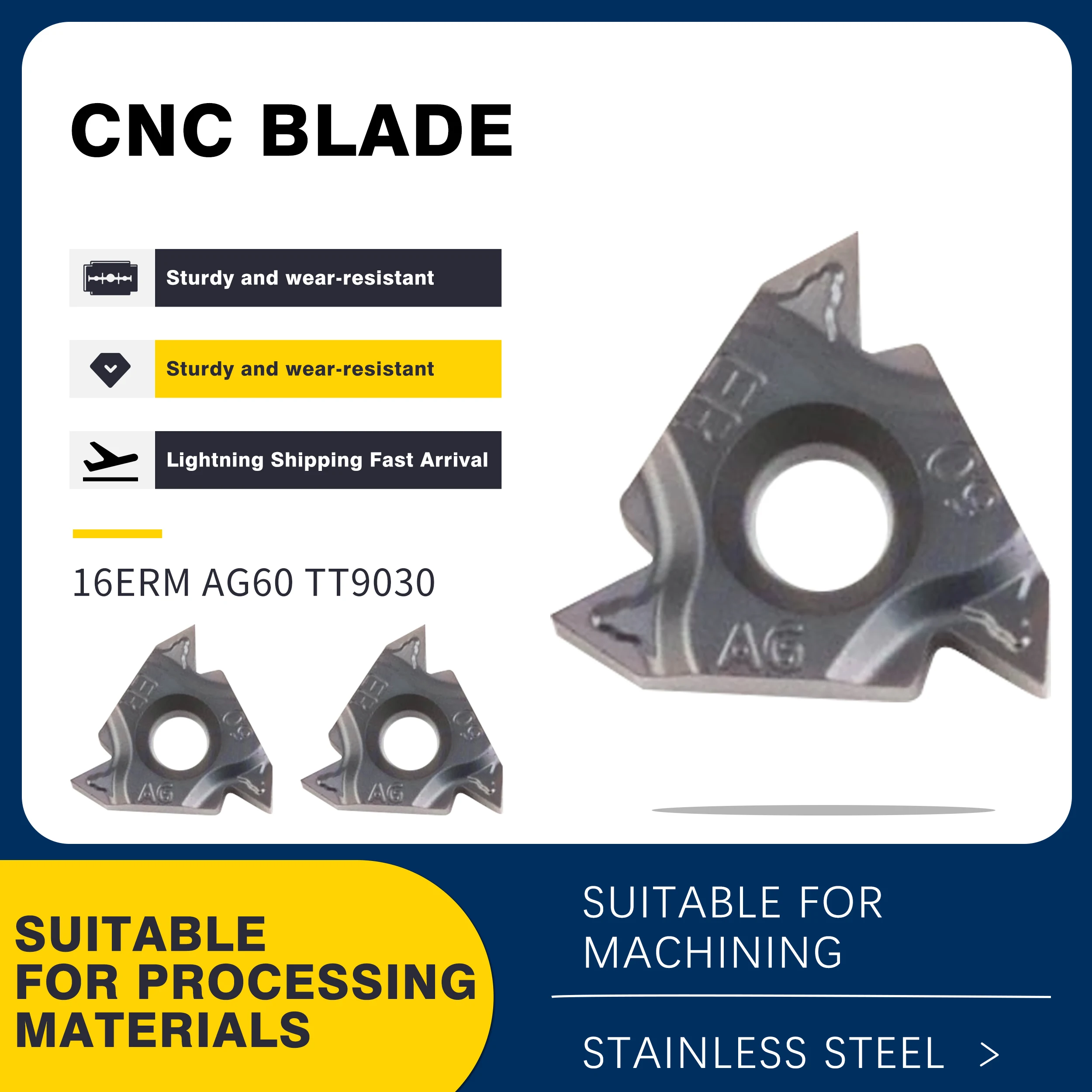 

10pcs 16ERM AG55 16ERM AG60 TT9030 16IRM A55 A60 G55 G60 TT9030 CNC Lathe Turning Tools Carbide Inserts Threading Turning Tools