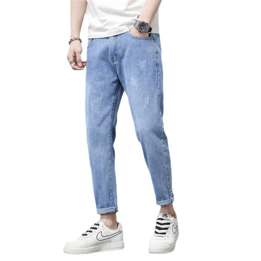 Jeans Men 2022 Pants Casual Cotton Denim Trousers Multi Pocket Cargo Jeans Men New Fashion Denim Pencil Pants Side Pockets Cargo