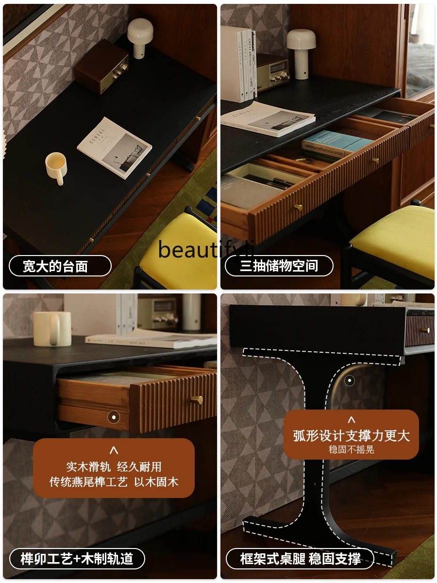 Стол компьютерный из массива дерева в стиле ретро простой письменный стол